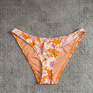 NWT J.Crew Women’s 1989 high-leg bikini bottom in orange floral